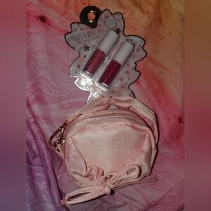 Paris Hilton Lip Oil Duo with Pink Satin Pouch